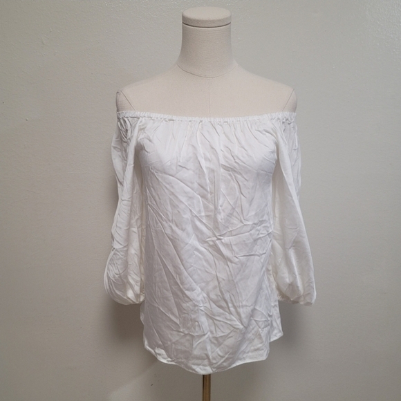 Diarrablu Sustainable Lyocell Off-The-Shoulder Blouse White Size Small - Picture 1 of 6